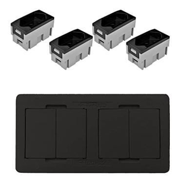 Imagem de Caixa Elétrica 4 Blocos para Mesa Móveis 4 Tomadas 10A Qtmov (Preto)