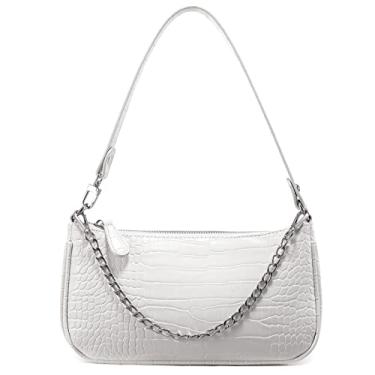 Imagem de Loiral Bolsa pequena para mulheres, bolsa de mão clássica retrô bolsa de mão bolsa de mão bolsa clutch, 1 Branco, Small