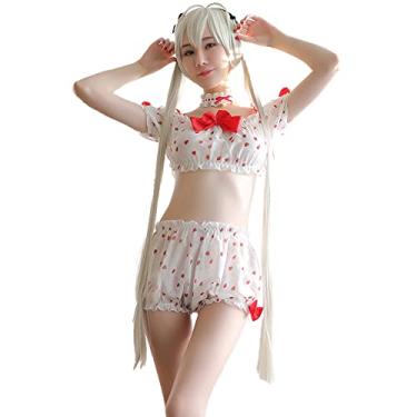 Imagem de Temptshow Female Anime Cosplay Costume Sexy Wrap Breast Cat Girl Show Waist Lingerie One Size (white1)