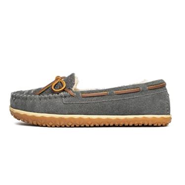 Imagem de Minnetonka Pantufas femininas Tilia Suede Mocassim, Cinza, 8 Wide