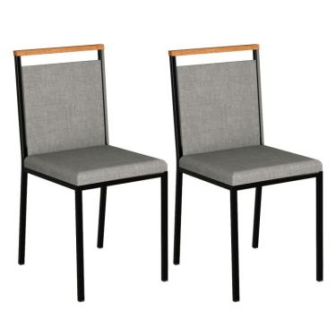 Imagem de Conjunto com 2 Cadeiras Penélope Cinza e Preto