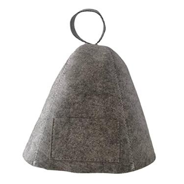 Imagem de WeiLaiKeQi Chapéu de feltro, chapéu de banho a vapor de feltro, proteção de cabeça, chapéu de banho russo, chapéu de chuveiro de banho, anti-calor para banho, SPA, cinza