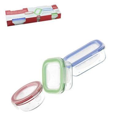 Imagem de Kit Pote De Vidro Borossilicato Com Tampa Hermetica  3un