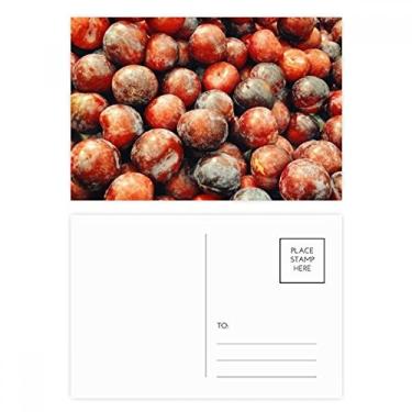 Imagem de Conjunto de cartão postal de aniversário com imagem de ameixa de frutas temperadas frescas cartão de agradecimento