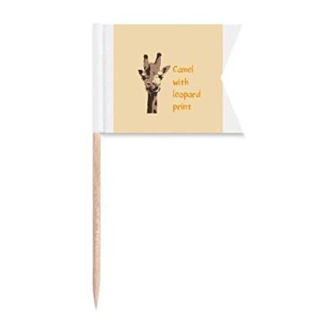 Imagem de Bandeiras de palito de dente com girafa tropical africana, marcação de etiquetagem para bolo de festa, prato de queijo