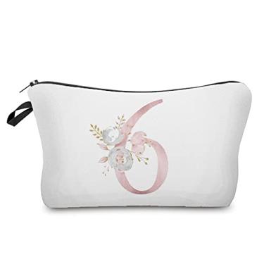 Imagem de Flores alfabeto impresso bolsas cosméticos festa nupcial maquiagem bolsas bolsa necessários, bolsa dama de honra noiva presente proposta (hz2393)