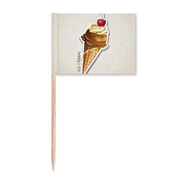 Imagem de Cereja chocolate doce sorvete cone palito bandeiras marcador enfeite de festa