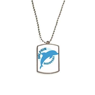 Imagem de Colar para animais de estimação com pingente de corrente de aço inoxidável com padrão de golfinho Blue Ocean Streamline