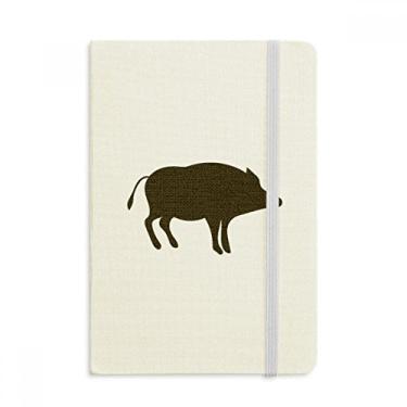 Imagem de Caderno de javali preto fofo com desenho de animal, capa dura em tecido, diário clássico