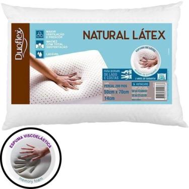 Imagem de Travesseiro Natural Latex Antiacaro Em Algodão Branco 50X70cm Duoflex