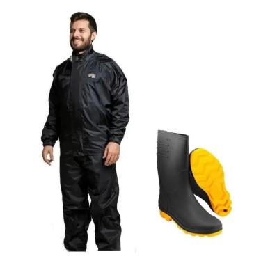 Imagem de Capa De Chuva California Nylon Gg + Bota Solado Amarelo 42