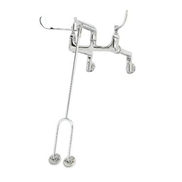 Imagem de T&S Brass Torneira para pia de serviço B-0650-03 com flanges ajustáveis, entradas fêmeas Npt de 1,27 cm, alças de 15,24 cm e bico liso