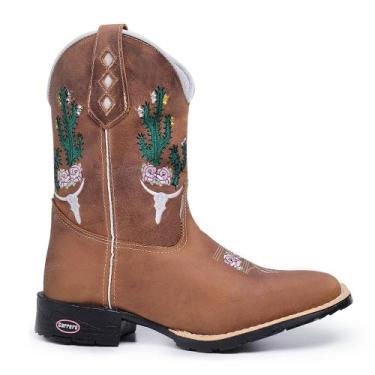 Imagem de Bota Texana Em Couro Bico Quadrado Feminina Country - Carrero Boots