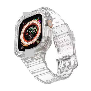 Imagem de SDUTIO para Apple Watch Ultra 49mm Pulseira Ice Armor Transparente TPU Integrada Fivela Dupla (Cor: Transparente, Tamanho: Ultra 49mm)