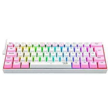 Imagem de TECLADO MECÂNICO KEYBOARD REDRAGON DRAGONBORN BRANCO E ROSA RGB SWITCH MARROM