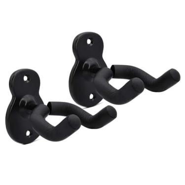 Imagem de Daconovo 2 peças gancho de metal para guitarra cabide de exibição para ukulele violino guitarra elétrica baixo clássico folk guitarra gancho organizador de parede com 5 palhetas