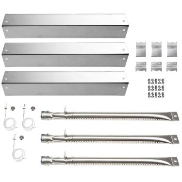 Imagem de O kit de substituição Votenli S9505A (pacote com 3) serve para Chargriller 3001 3008 3030 4000 5050 5072, 5252, 5650, 4208 King Griller 3008 Queimador de aço inoxidável e placas de aquecimento de aço inoxidável