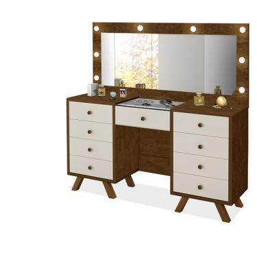 Imagem de Penteadeira Camarim 9g Mdf Pes De Madeira Classic Cor Malbec