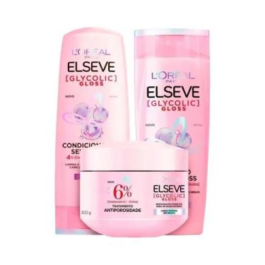 Imagem de Kit Elseve Shampoo Condicionador 400 Ml + Mascara Tratamento Glycolic