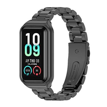 Imagem de MIJOBS Pulseira de substituição para Amazfit Band 7 de metal compatível com smartwatch Amazfit 7 Fitness Tracker