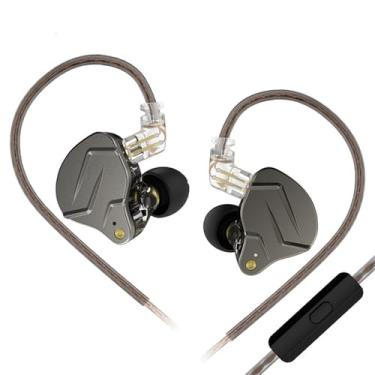 Imagem de Kz zsn pro hifi em ouvidos Earbuds yinyoo hifi estéreo som som iem fones de ouvido cancelamento de fones de ouvido com microfone 0,75mm 2pins Cabo destacável para celular Android mp3 mp4 player de áudio musical (microfone cinza)