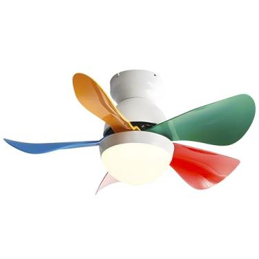 Imagem de Ventiladores De Teto De 30 Polegadas Com Luzes, Ventilador De Teto Pequeno Com Motor Reversível, Ventilador De Teto Moderno Para Quarto De Pátio (Color : White 2, Size : 30)