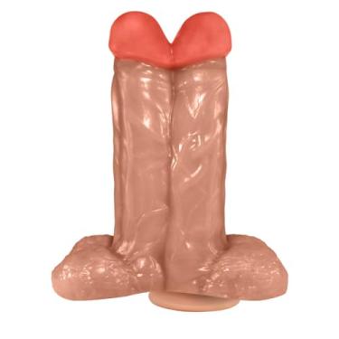 Imagem de Pênis Maciço Juntos em PVC Flexível Atóxico com Ventosa 16,5 x 6,5cm Bege