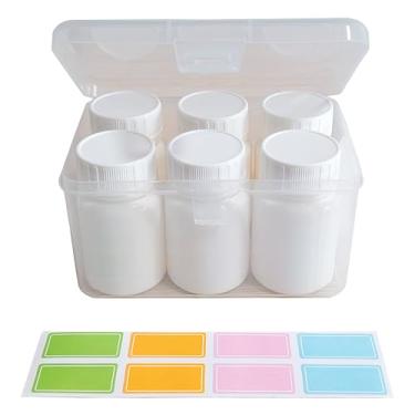Imagem de ePizdiz Organizador de frascos de comprimidos vazios de plástico para medicamentos e vitaminas e produtos químicos com tampas (40 ml)