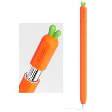 Imagem de ELETIUO Capa de silicone compatível com Apple Pencil (USB-C), capa protetora com suporte, acessórios de tampa, capa antiderrapante compatível com Apple Pencil 3ª geração, cenoura