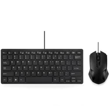 Imagem de MCSaite Combo de mini teclado e mouse com fio – com capa de teclado USB 60% teclado para Windows, PC, laptop