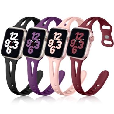 Imagem de Getino Pulseira masculina para Apple Watch SE Ultra, séries 10, 9, 8, 7, 6, 5, 4, 3, 2 e 1, de 42 mm, 44 mm, 45 mm, 46 mm, 49 mm, 49 mm, preta, roxa, areia rosa/vermelho vinho