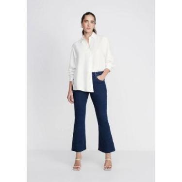 Imagem de Calça Jeans Dzarm Flare Cropped Cintura Alta Feminina-Feminino