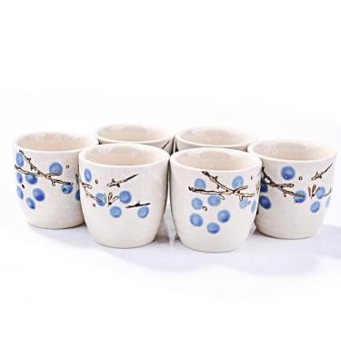 Imagem de Whitenesser Conjunto de 6 copos de saquê de cerâmica japonesa (azul)