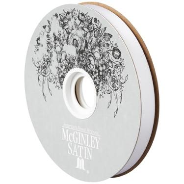 Imagem de McGinley Mills fita de cetim de acetato de 9/16" W, branca, carretel de 100 jardas