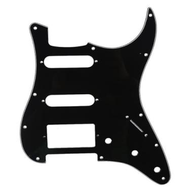 Imagem de Musiclily 11 Furos Escudo HSS Pickguard Strato para Guitarra Fender EUA/Mexicana Made Stratocaster Standard Estilo Moderno, 3 Camadas Preto