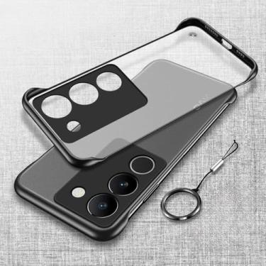 Imagem de Capa traseira de anel fino rígido fosco para Vivo V29 V30 V29Pro V27 Pro S16 S17 S18 capa de telefone translúcida sem moldura, preta, para Vivo V29 5G