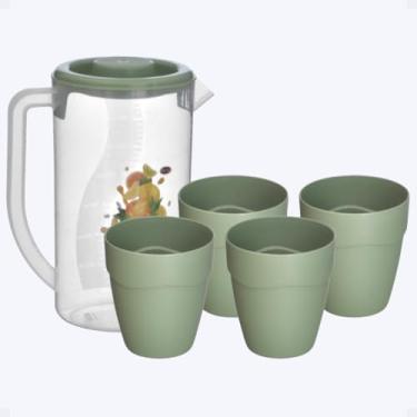 Imagem de Conjunto Verão Com Jarra 1,75L Com Tampa E Copos Plásticos