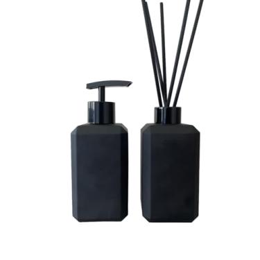 Imagem de Kit Lavabo Saboneteira e Difusor de Varetas 250 ml Preto Fosco Lapidus (PRETO)