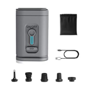 Imagem de Bomba de ar portátil para infláveis, inflador, deflator, ferramenta, acessórios, colchão de ar, bomba para vácuo, armazenamento, sacos, anéis de, Cinza