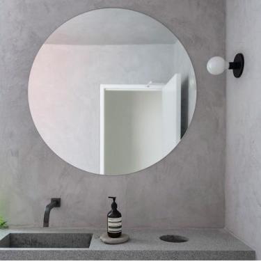 Imagem de Espelho de Vidro Redondo Lapidado Decorativo 60x60cm para Quarto Sala 