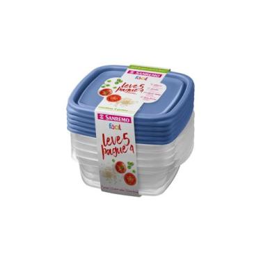 Imagem de Conjunto de Potes Quadrado 530 ml Leve 5 Pague 4 Sanremo, Azul