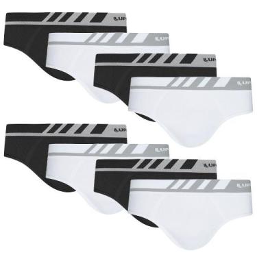 Imagem de Cueca Slip Lupo Microfibra Sem Costura Kit Com 8 Cuecas Nfe, Preta e b