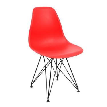 Imagem de Cadeira Charles Eames Ferro Preto Assento Vermelho - House Design