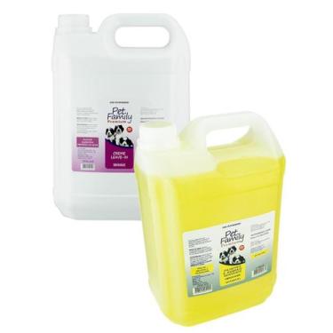 Imagem de Kit Shampoo Filhotes + Leave In Desembaraçador Pet 5 Litros - Pet Fami