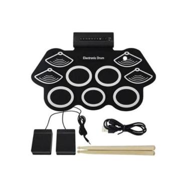 Imagem de Bateria Eletrônica 6 Drums 5 Metal Silicone Portátil C Pedal - Exbom