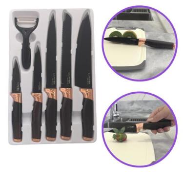 Imagem de Kit Jogo De Facas Inox Churrasco Cozinha 6 Peças Faqueiro - Luatek