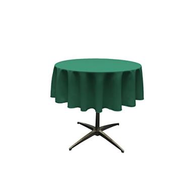 Imagem de LA Linen Toalha de mesa redonda lavável de popelina de poliéster, capa de mesa resistente a manchas e rugas 129,5 cm, toalha de mesa de tecido para jantar, cozinha, festa, férias, 129 polegadas,