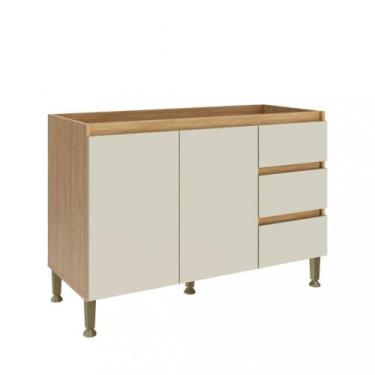 Imagem de Balcão 2 Portas 3 Gavetas Rebeca Movelbento, Mel/Off White