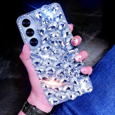 Imagem de Bonitec Capa para Samsung Galaxy A54 Bling Sparkle 3D Glitter Case para mulheres meninas luxo brilhante cristal strass diamante amortecedor pedras claras linda capa protetora feminina para Galaxy A54