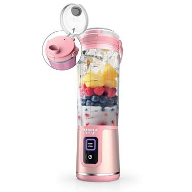 Imagem de Ninja Liquidificador portátil Blast, sem fio, recipiente de 510 g, liquidificador pessoal para shakes e vitaminas, sem BPA, tampa à prova de vazamento e bico para gole, recarregável com USB-C, peças